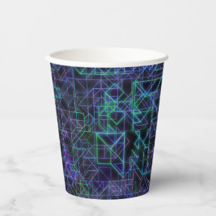 Vasos De Papel venas cibernéticas, en azul y verde:
