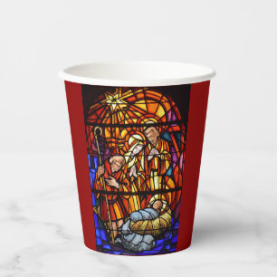 Vasos De Papel Ventana de vidrio manchado Natividad Niño Jesús
