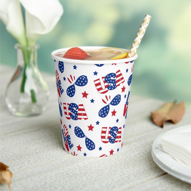 Vasos De Papel Verano Patriótico USA (in situ)
