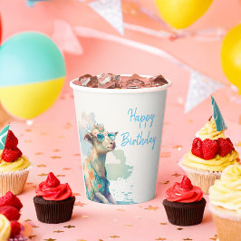 Vasos De Papel Verano Vibes acuarela Cabra - Feliz cumpleaños