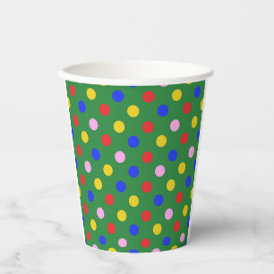 Vasos De Papel Verde alegre con puntos coloridos Cups de papel