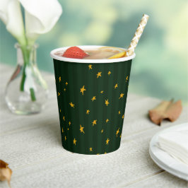 Vasos De Papel Verde Amarillo Estrella Raya Navidad