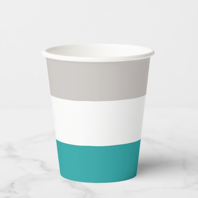 Vasos De Papel Verde azulado, arcilla y blanco (Anverso)