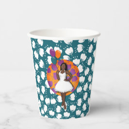 Vasos De Papel Verde azulado patrón de flor de globos coloridos p