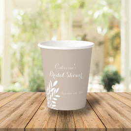 Vasos De Papel Verde beige mínimo ducha de novia