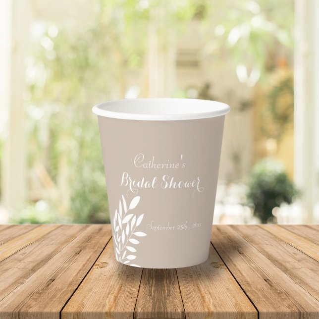 Vasos De Papel Verde beige mínimo ducha de novia (Subido por el creador)