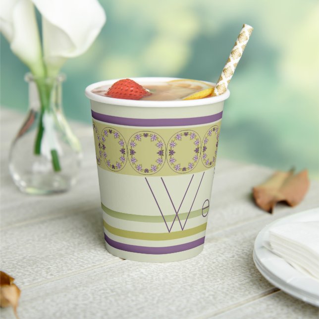 Vasos De Papel Verde con morado (in situ)