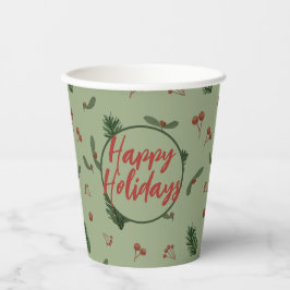 Vasos De Papel verde de vacaciones felices