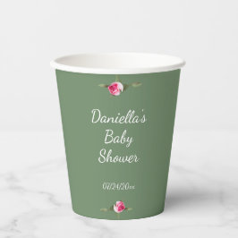 Vasos De Papel Verde floral personalizado