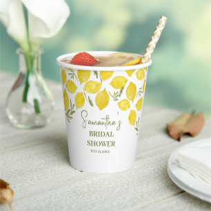 Vasos De Papel Verde Limón Amarillo Italiano Bridal Shower de Oli