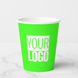 Vasos De Papel verde neón - añadir tazas de papel con logotipo en