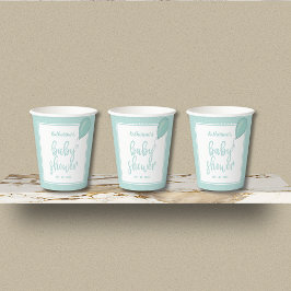 Vasos De Papel Verde neutro pastoral de género Baby Shower