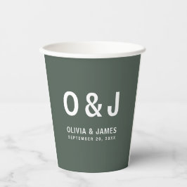 Vasos De Papel Verde oscuro | Boda Moss Minimalista Modern Scandi