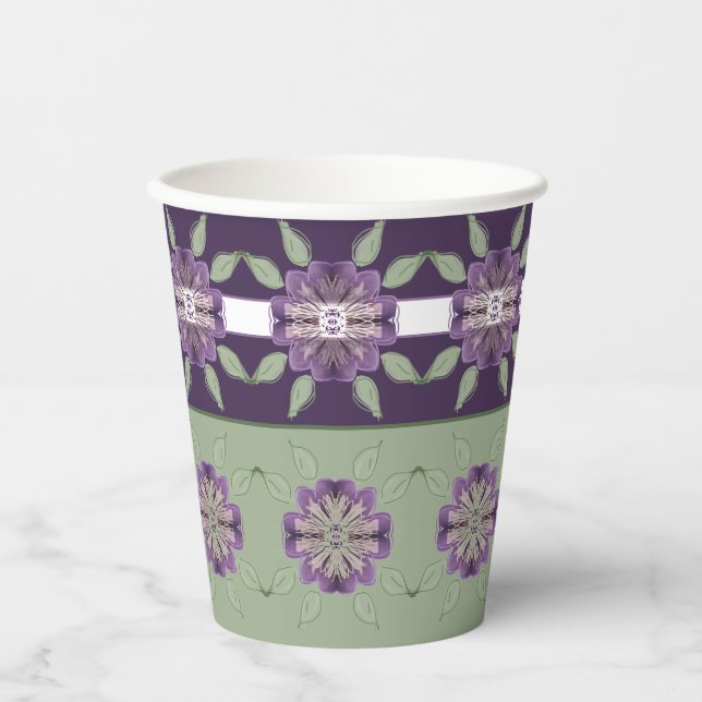 Vasos De Papel Verde Púrpura Y Ligero (Anverso)