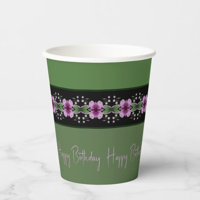 Vasos De Papel Verde Púrpura Y Mauve (Anverso)