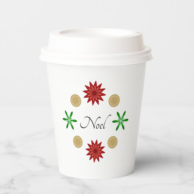 Vasos De Papel Verde Rojo y Noel Oro (Anverso)