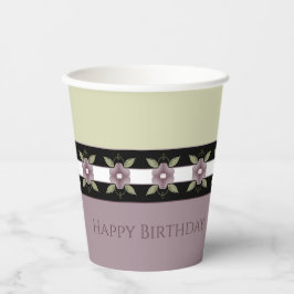 Vasos De Papel Verde Suave Y Púrpura De Pluma