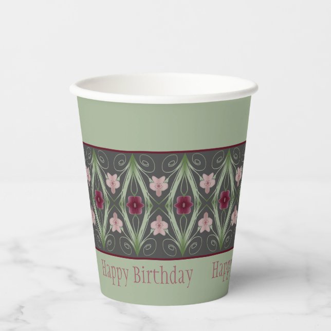 Vasos De Papel Verde y gris oscuro (Anverso)