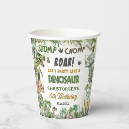 Vasos De Papel Verdor Dinosaurios Jurásico Fiesta de cumpleaños