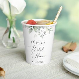 Vasos De Papel Verdor, hojas de eucalipto, boho, ducha de novia