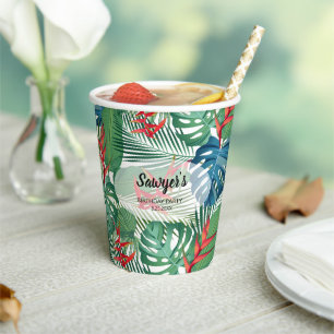 Vasos De Papel Verdor tropical floral