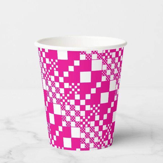 Vasos De Papel Verificado, verifica en magenta y blanco (Anverso)
