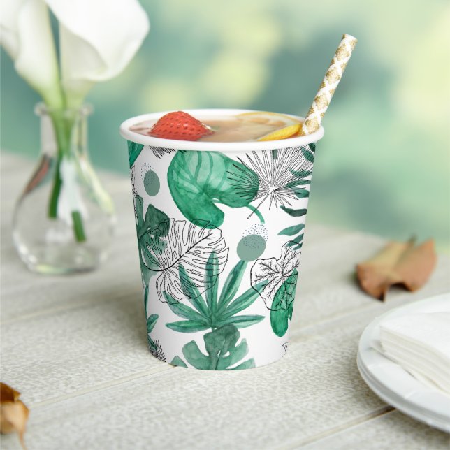Vasos De Papel Verre en carton avec motif tropical (in situ)