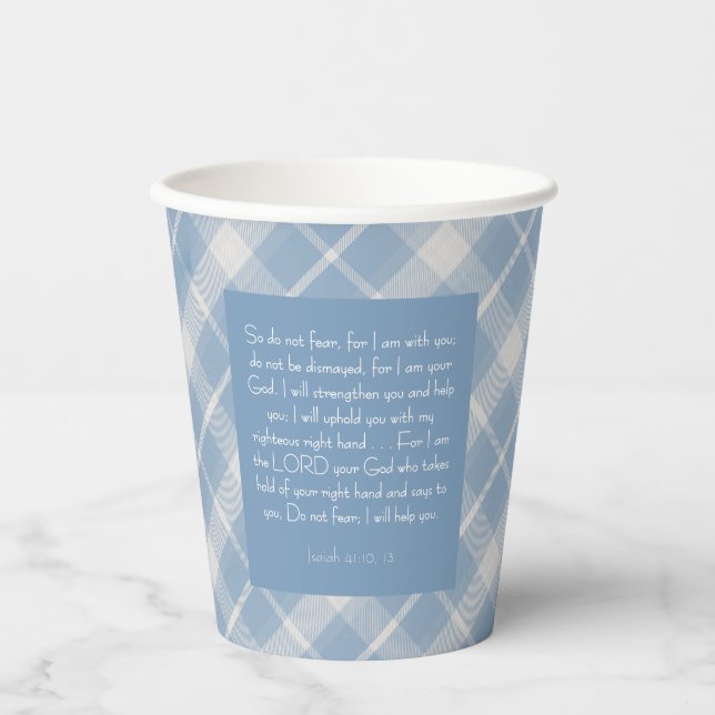 Vasos De Papel Versículo bíblico personalizable Isaías 41:10, 13 (Anverso)