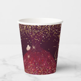 Vasos De Papel Vestido de Quinceanera de oro de Borgoña PixDezine