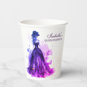 Vasos De Papel Vestido púrpura Gótico Glam Quince