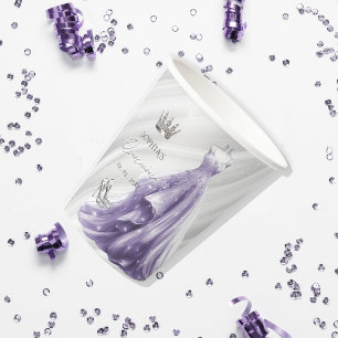 Vasos De Papel Vestido púrpura plateado Princesa Quinceañera Clas