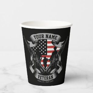Vasos De Papel Veterano norteamericano personalizado orgulloso de