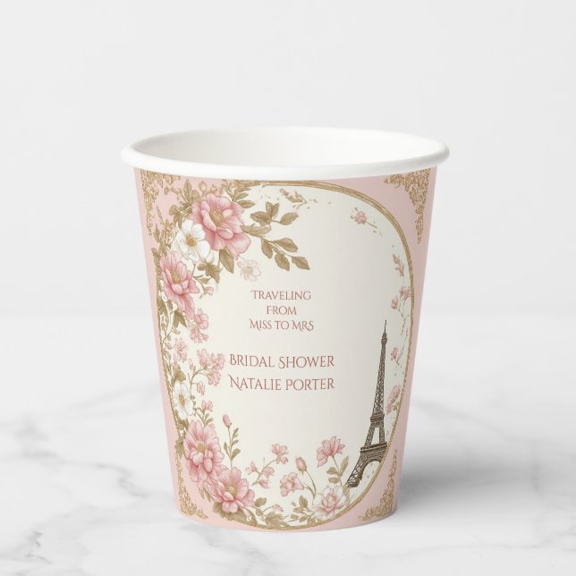 Vasos De Papel Viajando de Señorita a Señora Despedida de Soltera (Anverso)