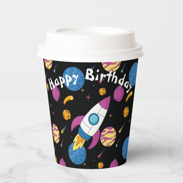 Vasos De Papel Viajar en nave espacial a través de la galaxia (Anverso)