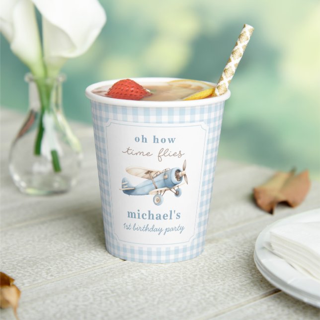 Vasos De Papel Viajes de avión de época 1 cumpleaños (in situ)