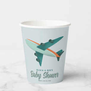 Vasos De Papel Viajes de los chicos en avión azul