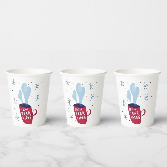 Vasos De Papel Vibes de Año Nuevo fumando barba (Multi)