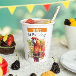 Vasos De Papel Vibes de verano Loro - 1er cumpleaños -