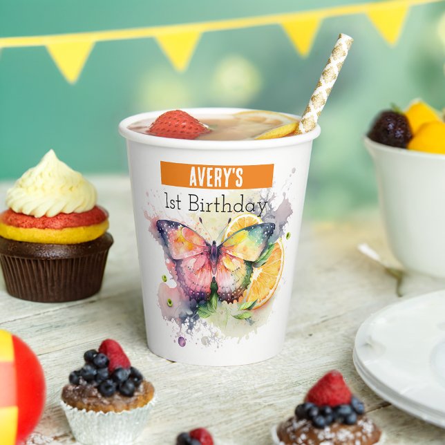 Vasos De Papel Vibes de verano mariposa - 1er cumpleaños - (Subido por el creador)