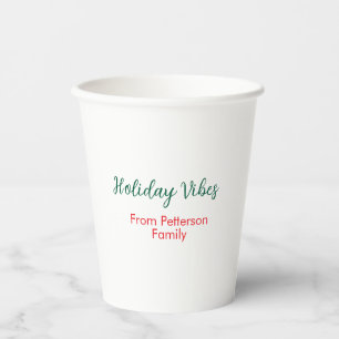 Vasos De Papel Vibraciones festivas rojo Navidad añadir nombre fa