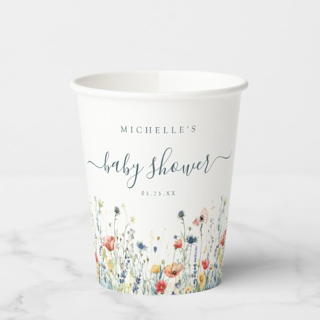 Vasos De Papel Vibrant Wildflower Baby Shower (Izquierda)