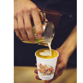 Vasos De Papel Vibrante acuarela de arce otoñal, personalizado