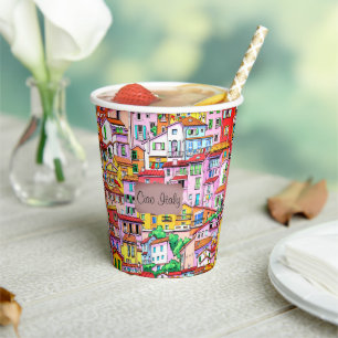 Vasos De Papel Vibrante fachada italiana