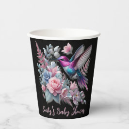 Vasos De Papel Vibrante Hummingbird Y Baby Shower De Blooms Rosa