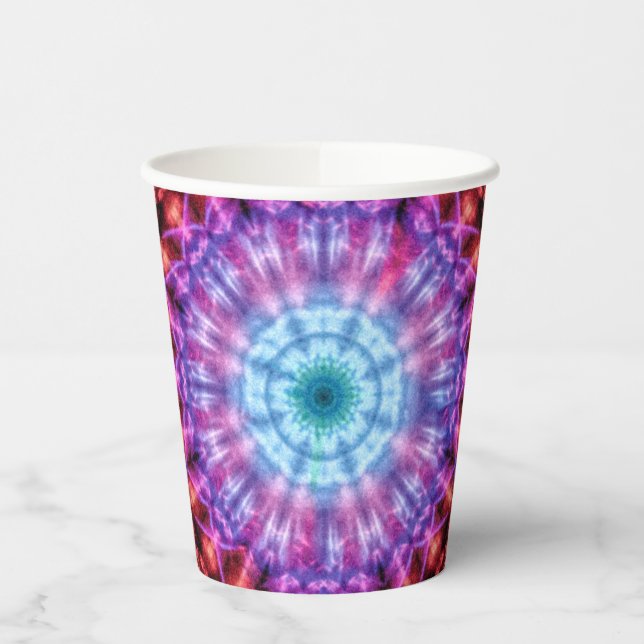 Vasos De Papel Vibrante Tie Dye Kaleidoscope Arcoiris Mandala (Izquierda)