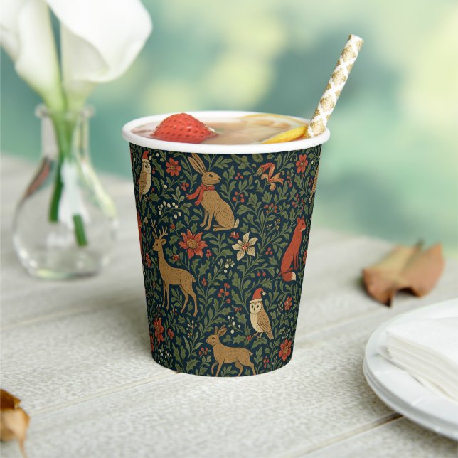 Vasos De Papel Victorian Christmas Animal & Botanical  (in situ)