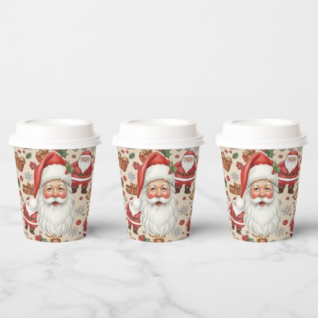 Vasos De Papel Victorian Watercolor Santa Christmas Collection (Multi)