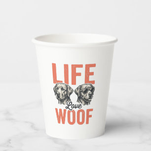 Vasos De Papel Vida Antigua Amor Ladra Diseño Gráfico de Perro_1