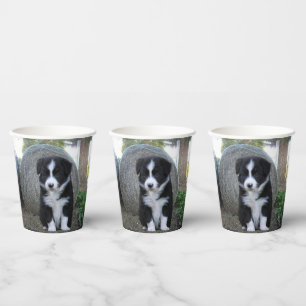 Vasos De Papel Vida de la granja de cachorros de collie de borde,