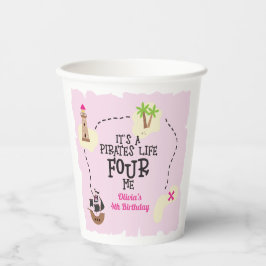Vasos De Papel Vida de pirata PARA mí Cumpleaños rosa